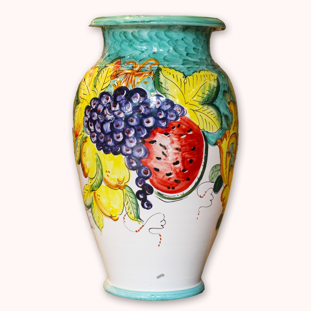 AVA425 植木鉢 壺型 フルーツ グリーン | 南イタリア食器,雑貨・植木鉢