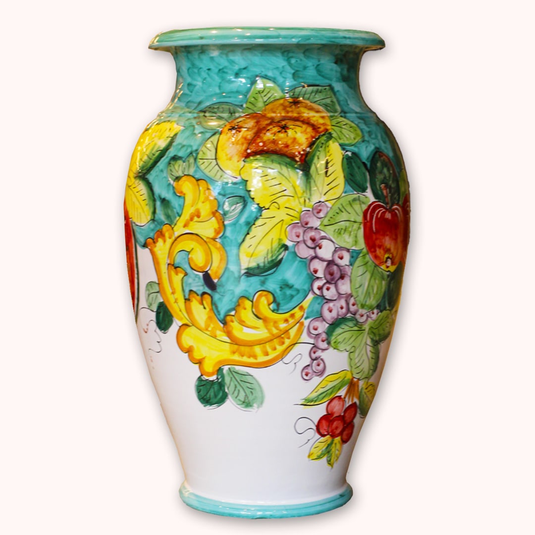 AVA425 植木鉢 壺型 フルーツ グリーン | 南イタリア食器,雑貨