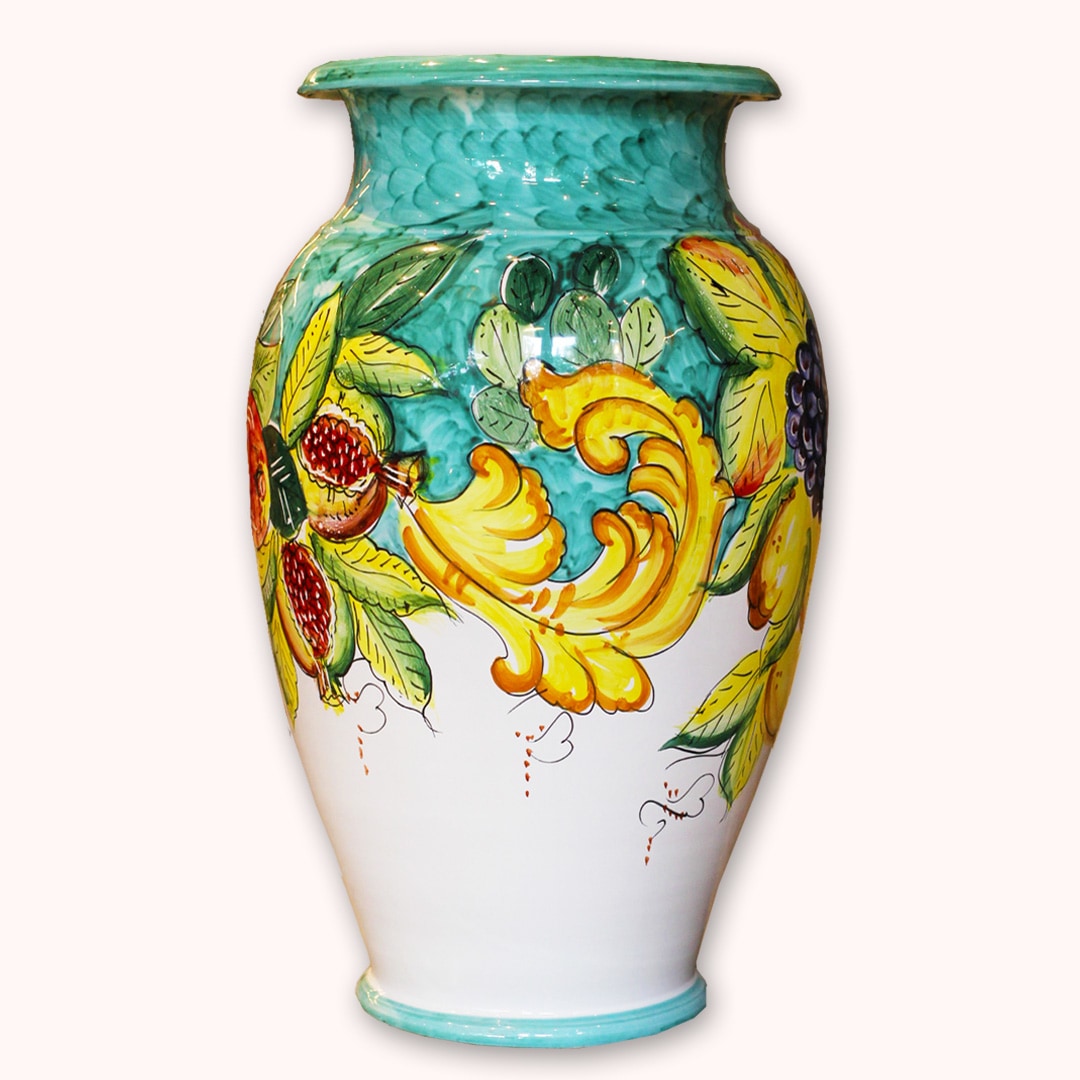 AVA425 植木鉢 壺型 フルーツ グリーン | 南イタリア食器,雑貨・植木鉢