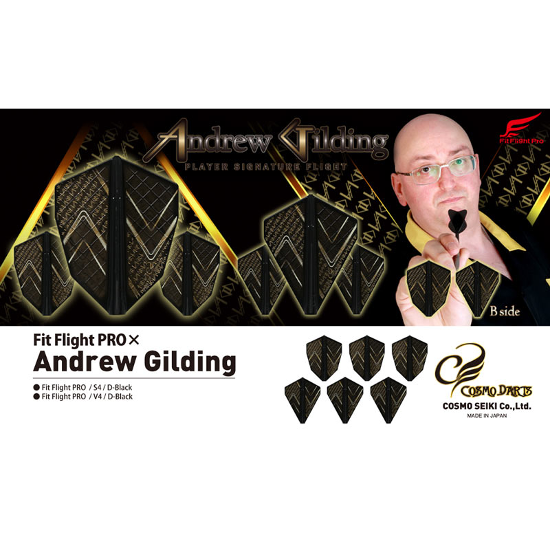 COSMO DARTS(�����������) Fit Flight PRO(�ե��åȥե饤�� �ץ�) �� Andrew Gilding ver.1 V-4 D�֥�å� ����ɥ�塼������ǥ��������ǥ롡(������ �ե饤��)
