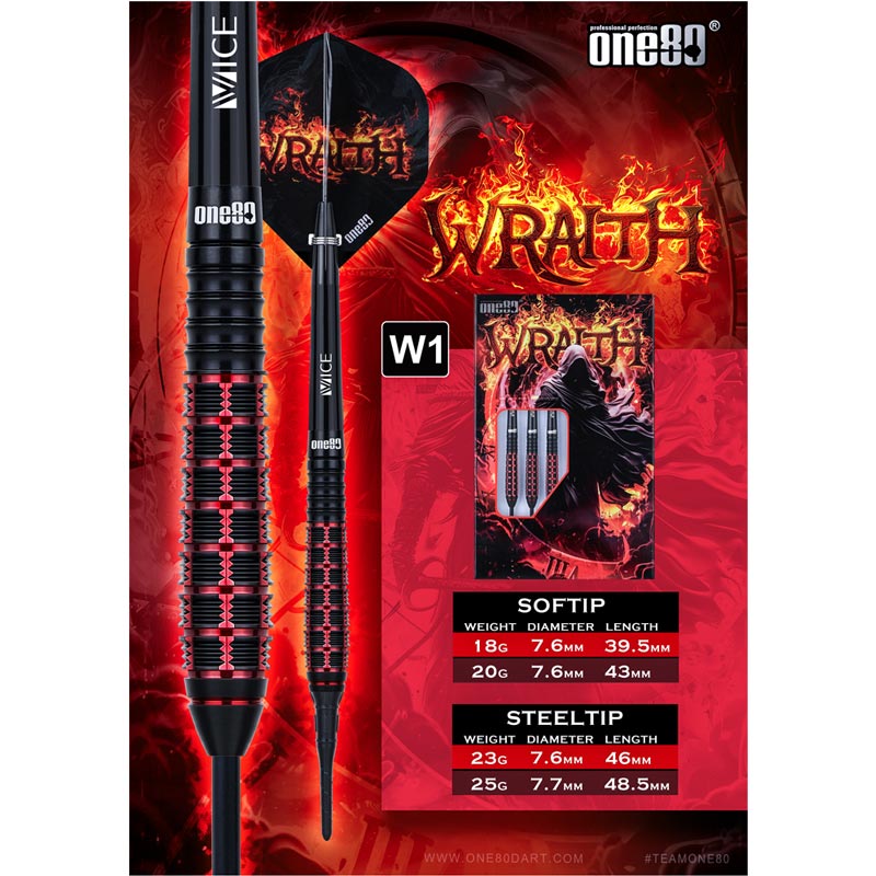 超美品⭐︎One80(ワンエイティ) Wraith(レイス) W1 2BA 18g ダーツ > ソフトダーツ > ブランド【ワ行】 > ワンエイティ