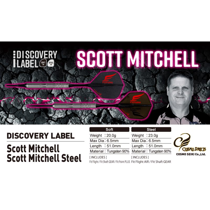 COSMO DARTS(�����������) DISCOVERY LABEL(�ǥ������Х꡼�졼�٥�) Scott Mitchell STEEL 23g �����åȡ��ߥå����������ǥ롡(������ �Х��)