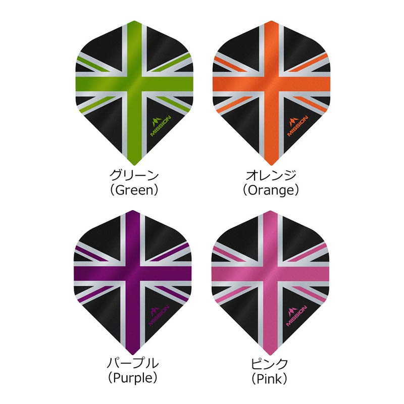 MISSION DARTS(�ߥå���������) Alliance Union Jack Dart Flights Black ����������ɡ�(������ �ե饤��)