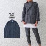 コックコート おしゃれ ストライプ ノーアイロン 速乾 男女兼用 セブン RA6516 HAKUI セブンユニフォーム 長袖コックコート メンズ レディース カフェ 飲食店 厨房 サービス業 制服 レ