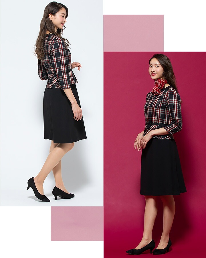 ワンピース 事務服 アンジョア enjoie 61790 半袖 透け防止 女性用 レディース 受付 エステ服 制服 オフィスウェア 5号～15号