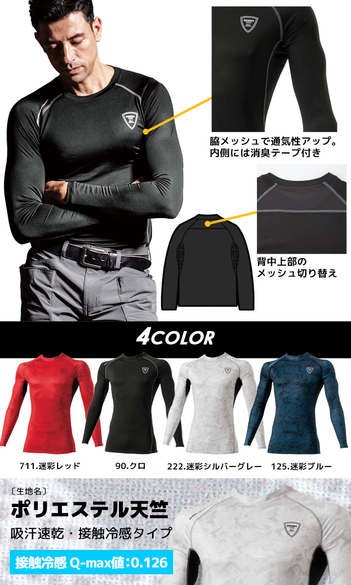 新品☞値下！ジーフォア ひんやり長袖インナー【青／M】日焼け