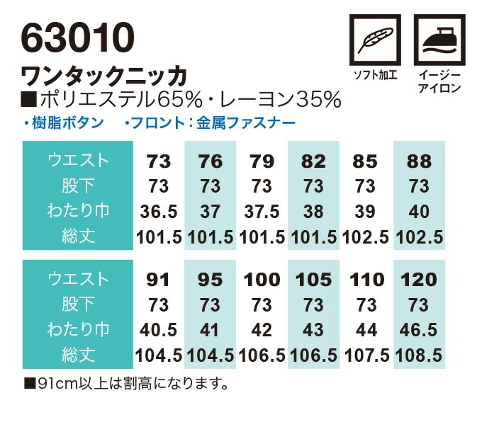 SOWA 桑和 63010 ワンタックニッカ ズボン 鳶服 春夏素材 作業服 作業着 63010シリーズ