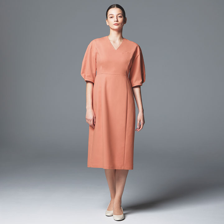 ワンピース 半袖 DOM-0040 女性用 医療 白衣 看護師 医師 ドクター