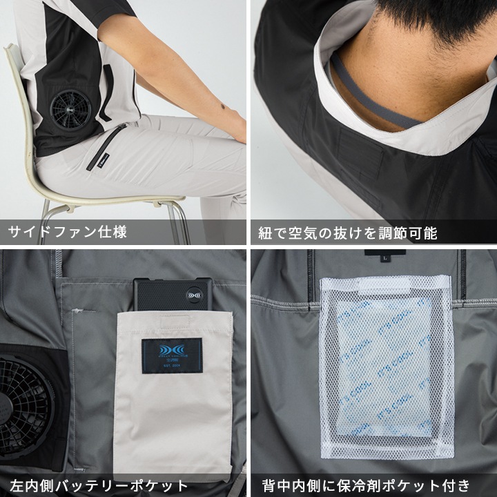 ジーベック 空調服 半袖ブルゾン 服のみ サイドファン仕様 XE98031 遮