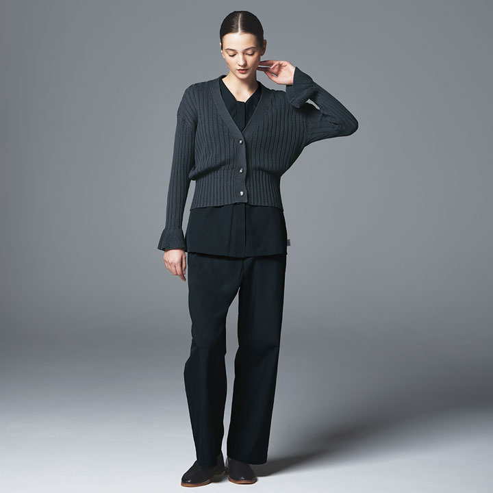 カーディガン 長袖 DOM-0042 女性用 医療用 白衣 看護師 医師 ドクター クリニック 病院 エステ レディース 袖口フリル ユナイト ネイビー ベージュ UNITE DIVISION OF ME