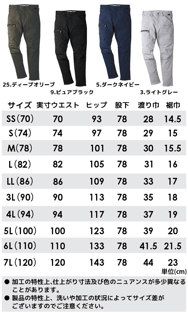 グランシスコ 作業服 カーゴパンツ GC-A613 オールシーズン コーデュラ