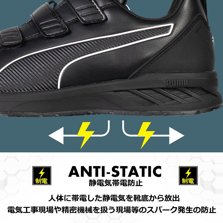 【即日発送】プーマ 安全靴 ローカット RIDER2.1 LOW H＆L ライダー2.1 マジックタイプ 制電 3E クッション性 強化合成樹脂先芯 プロテクティブスニーカー セーフティー フットウエア 作業靴 PUMA JAPAN ATHLETICシリーズ
