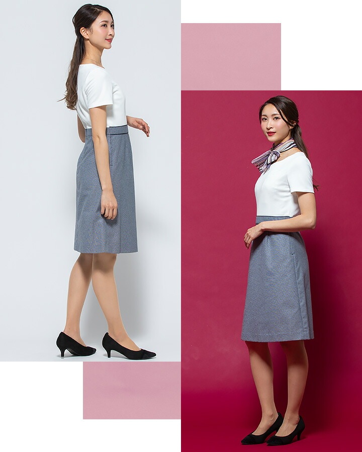ワンピース 事務服 アンジョア enjoie 66520 受付 エステ服 制服 オフィスウェア 5号～15号
