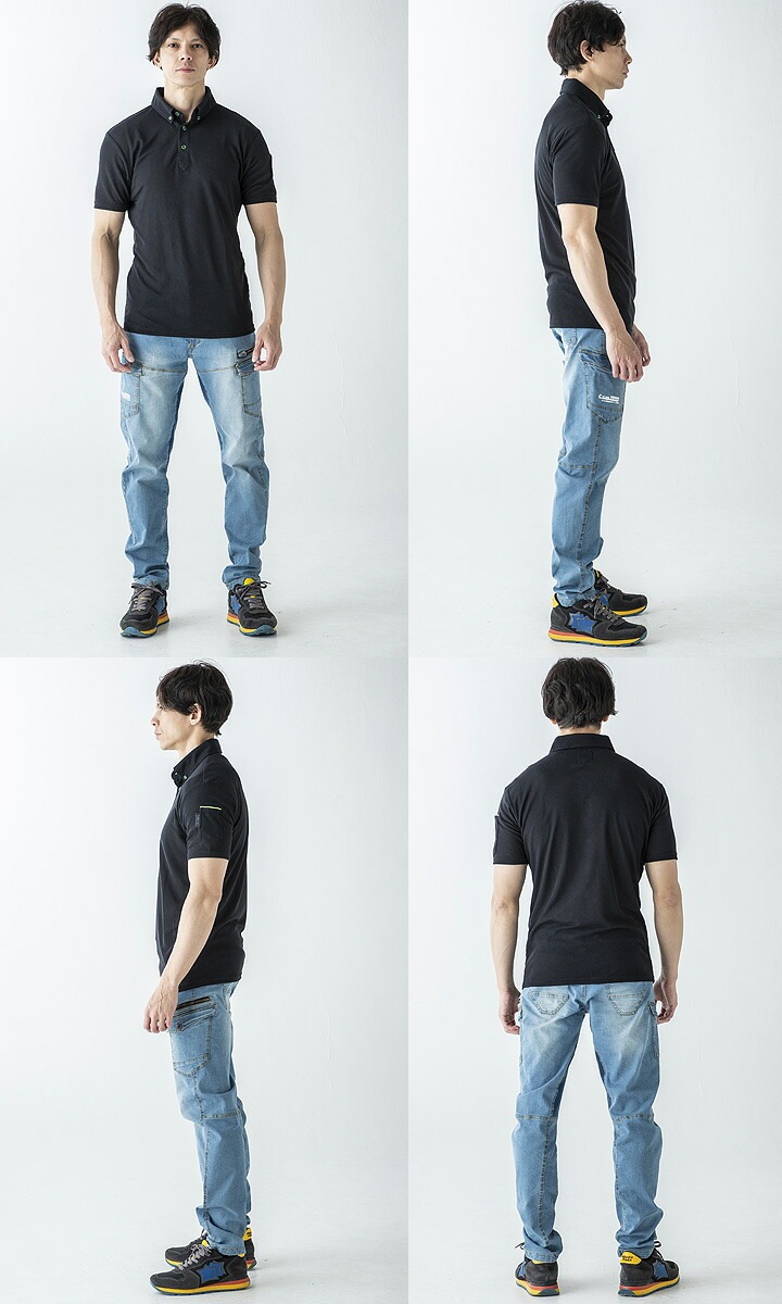 半袖ポロシャツ メンズ 通気性 吸汗速乾 制電 静電気 帯電防止 アタックベース 61015 清涼感 春夏 作業服 作業着 ユニフォーム【メール便送料無料】