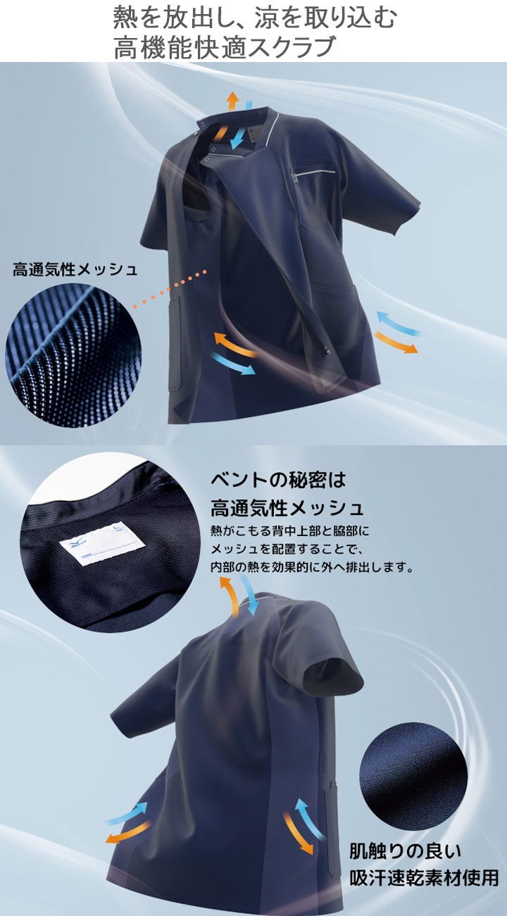 ミズノ スクラブ メンズ MZ-0218 医療用 白衣 看護師 ドクター
