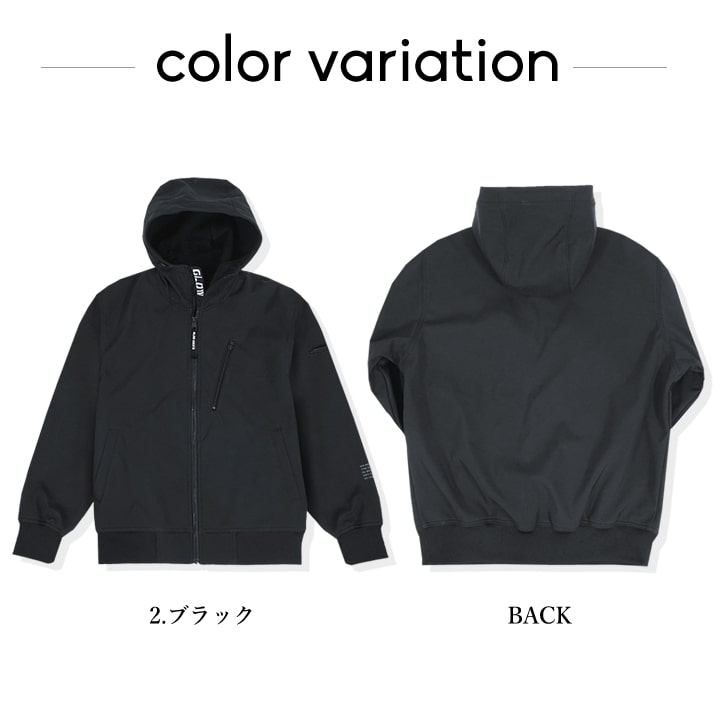 【即日発送】グローキックス 防寒着 ストレッチパーカー フーディ ブロックフリース 保温 GKW-2090 ストレッチワークウェア ジップパーカー 軽量 撥水 防風 ボンディング 秋冬 ユニフォーム 現場 職人 作業着 作業服 GLOWKICKS ケイゾック