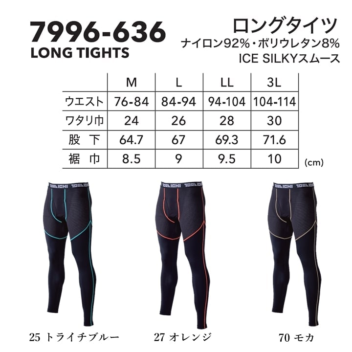 即日発送】寅壱 インナータイツ 7996-636 春夏 接触冷感 吸汗速乾