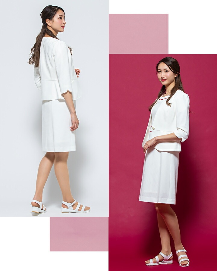ジャケット 事務服 アンジョア enjoie 86550 白ジャケット 受付 エステ