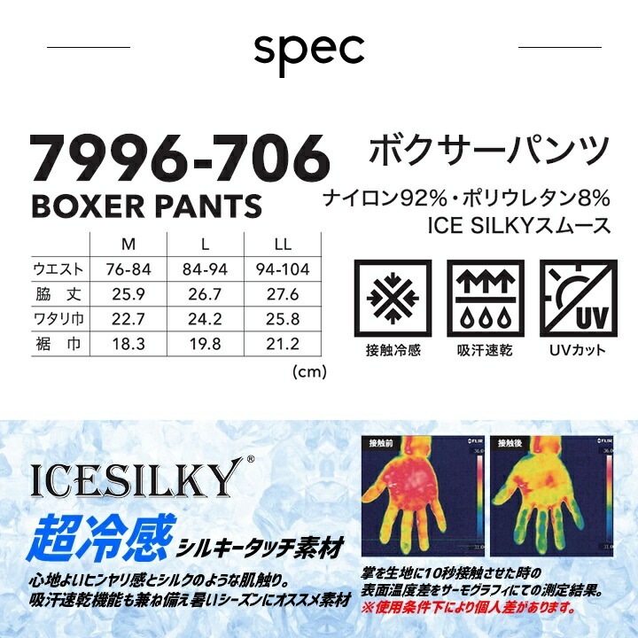 【即日発送】寅壱 ボクサーパンツ 7996-706 接触冷感 吸汗速乾 春夏 インナーパンツ 肌着 下着 作業服 作業着