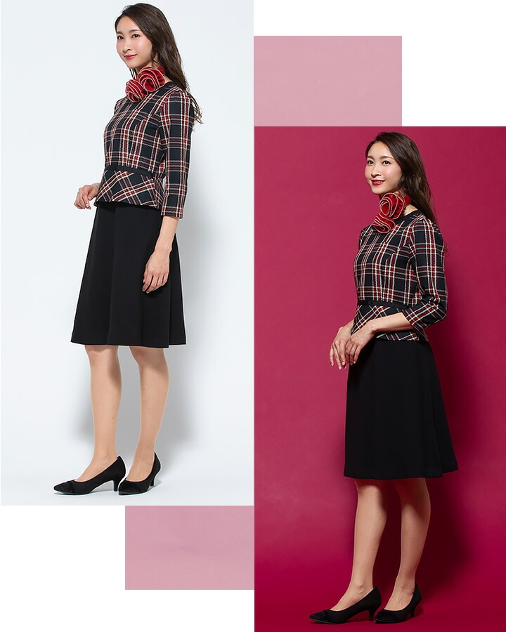 スカーフ リボンタイ op148 ワンタッチタイ アンジョア enjoie おしゃれ 事務服 制服 レストラン ホテル オフィス レディース ユニフォーム アクセサリー