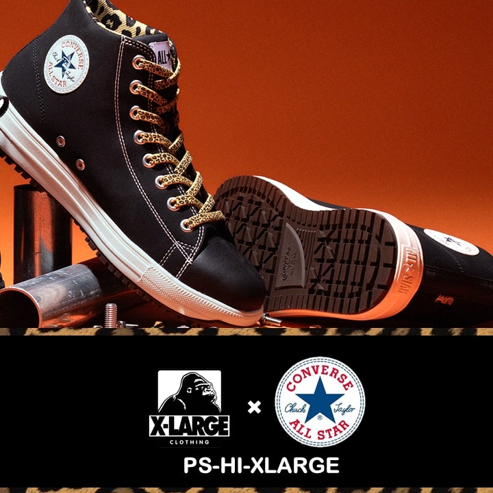 【即日発送】コンバース 安全靴 ハイカット コラボ XLARGE 限定品 ブラック レオパルド ヒョウ柄 紐タイプ オールスター 樹脂先芯入り 軽量 反射 耐滑 衝撃吸収 抗菌 防臭 JSAA規格 A種「CONVERSE」「XLARGE」