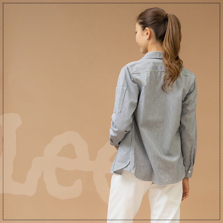 Lee 長袖シャツ ワーク長袖シャツ 作業着 ストレッチ デニム シャツ