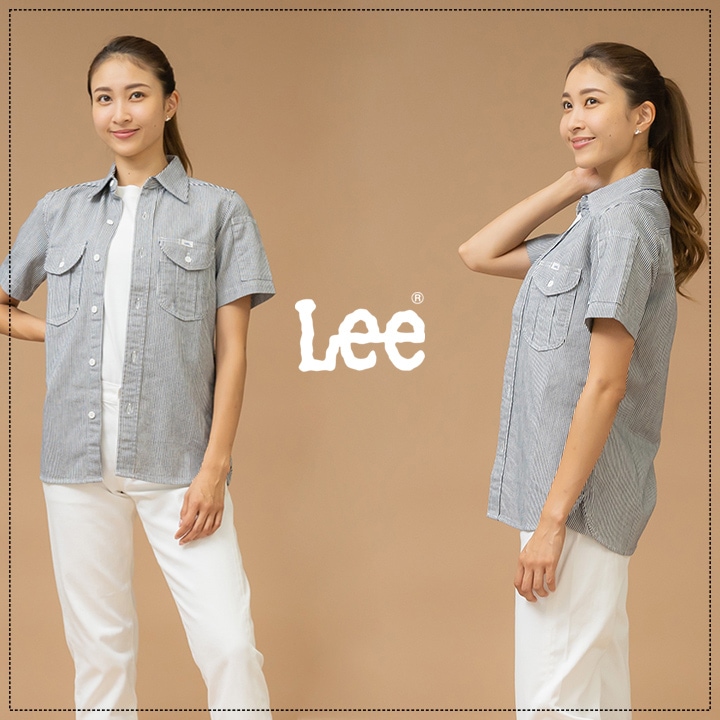 Lee 長袖シャツ ワーク半袖シャツ 作業着 ストレッチ デニム シャツ ワークウェア レディース LWS43002 レストラン 飲食店 サービス業 カフェ 制服 ユニフォーム 作業服 ボンマックス