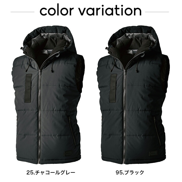 TSデザイン 防寒着 ベスト リフレクティブ ファイバーダウンベスト 1928 秋冬 フード 男女兼用 メンズ レディース 軽量 ストレッチ 防風 反射 撥水 保温 防寒着 作業服 作業着 TS-DESIGN 藤和