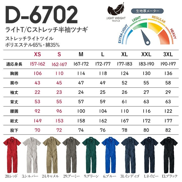 ディッキーズ 半袖つなぎ D-6702 軽量 接触冷感 吸汗速乾 UVカット 春