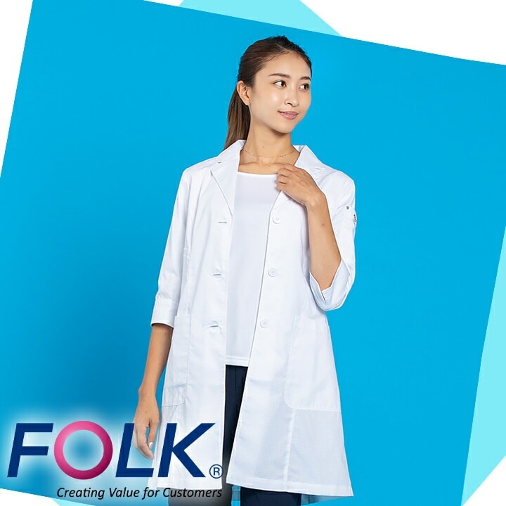 フォーク コート 医療用 白衣 ディッキーズ 女性用 ドクターコート