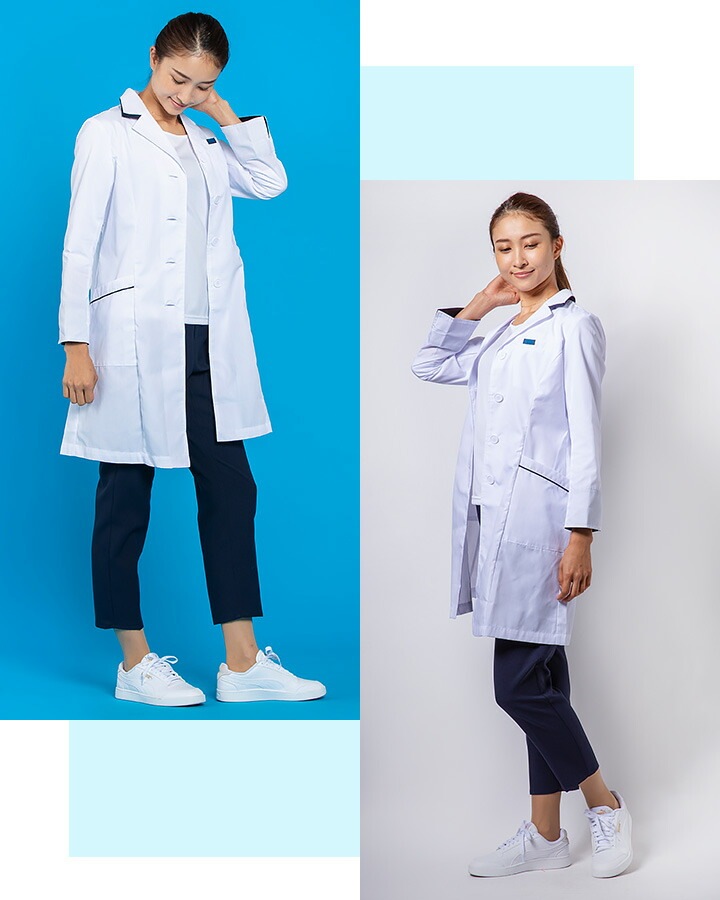 フォーク レディース ドクターコート 医療用 白衣 長袖 女性用 医師 薬剤師 2536SP 通気性 軽量 FOLK