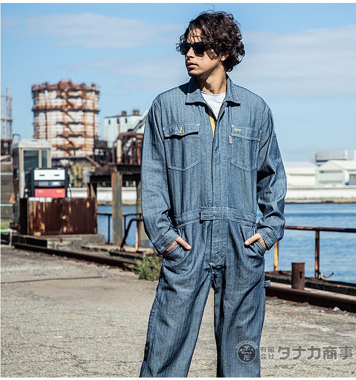 t*o様 ササフラス デニム つなぎ 楽天市場】ボタンフライ デニムツナギ