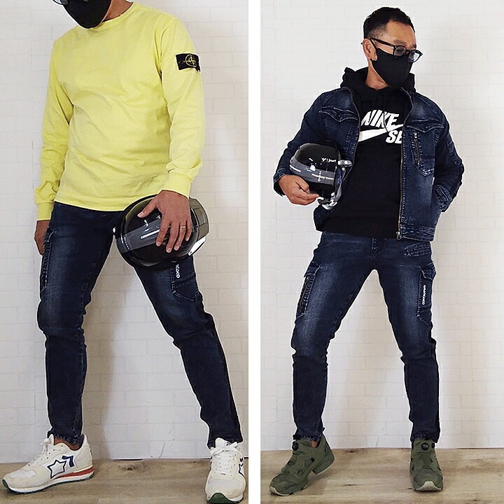 即日発送】 グランシスコ 作業服 デニム ストレッチ スキニー