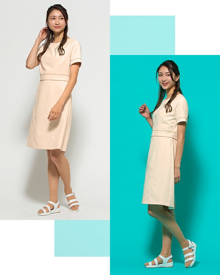 ワンピース 白衣 エステ ユニフォーム シロタコーポレーション ナース服 e-3079 半袖 透け防止 女性用 レディース 受付 エステ服 医療用