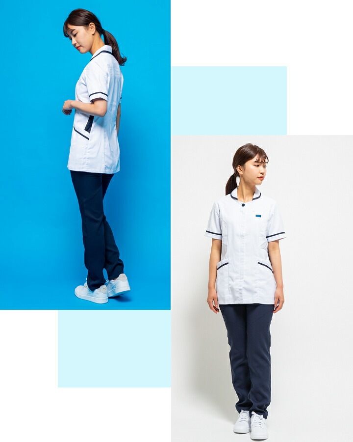フォーク スクラブ チュニック 医療用 白衣 レディース 女性用 FOLK