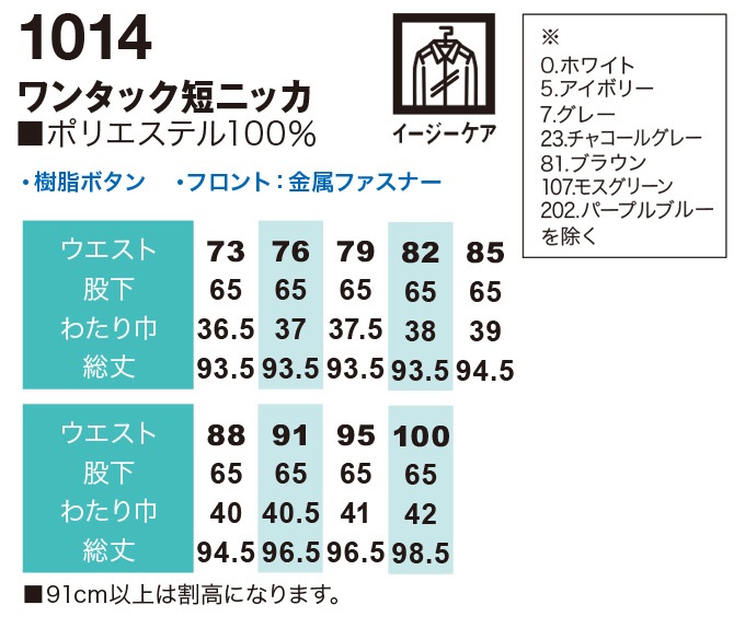SOWA 桑和 1014 ワンタック短ニッカ ズボン 鳶服 春夏素材 作業服 作業着 1010シリーズ