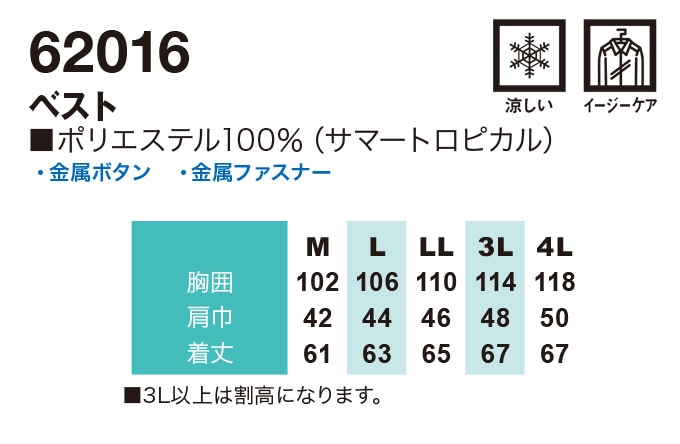 SOWA 桑和 62016 ベスト 鳶服【春夏素材】涼しい 作業服 作業着 62010シリーズ