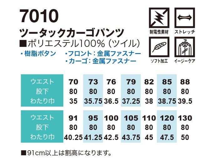 SOWA 桑和 7010 ツータックカーゴパンツ ズボン 鳶服【秋冬素材】作業服 作業着 只今参上7010シリーズ