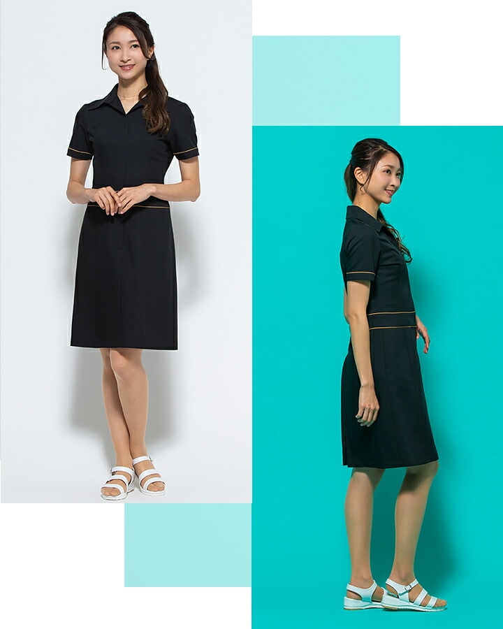 ワンピース 白衣 エステ ユニフォーム シロタコーポレーション エステ e-3094 半袖 透け防止 女性用 レディース 受付 エステ服 医療用