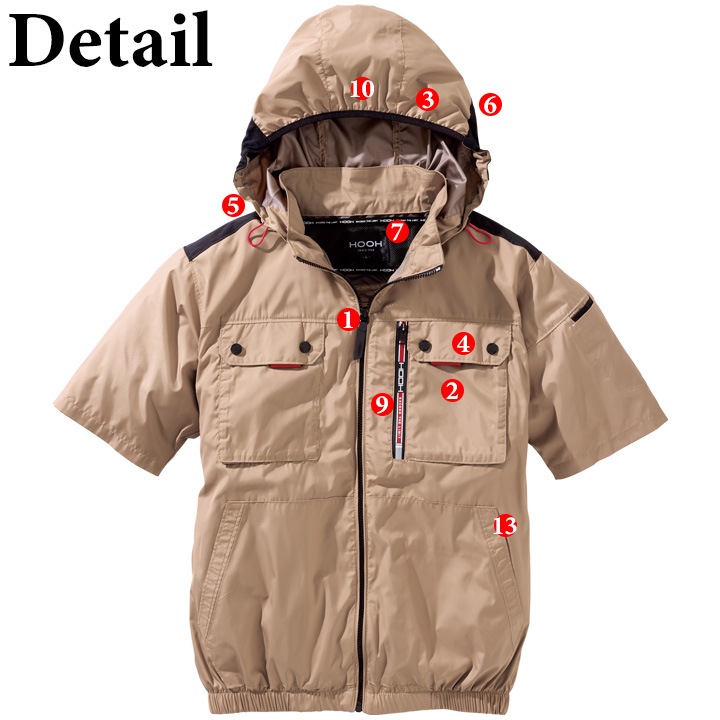 即日発送】【24V】HOOH 空調 服 ハイバック 2025年モデル 半袖ブルゾン