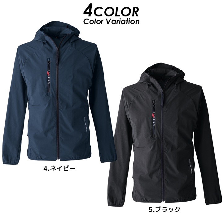 イーブンリバー ナイロンジップパーカー 2025AW新作 GR1008 コーデュラ素材 ストレッチ 耐久性 接触冷感 速乾性 軽量 アウター フーディー スポーツ 通勤 男女兼用 メンズ レディース 移動 自転車 バイク 防寒服 作業服 作業着 EVENRIVER