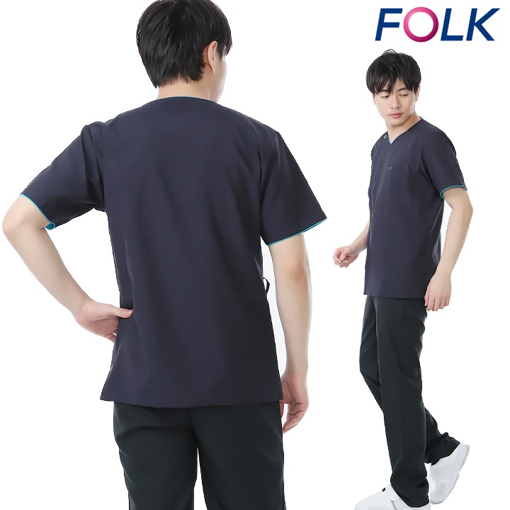 フォーク ジップスクラブ メンズ 男性用 7028SC 医師 医療用 白衣 看護師 クリニック FOLK【メール便送料無料】