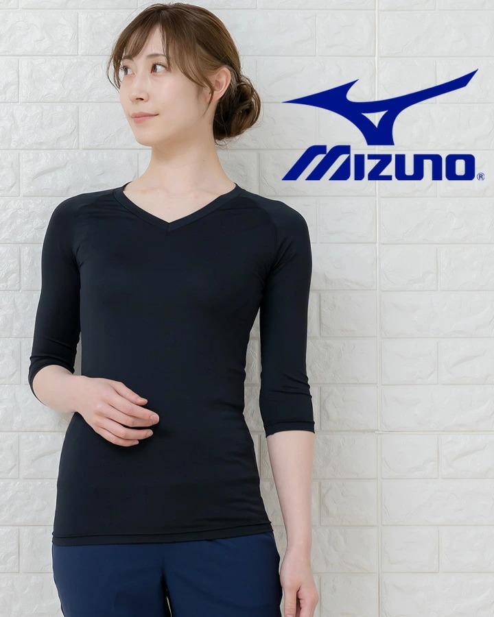 MIZUNO ユニフォーム YOSHIDA 34 ネイビー MIZUNO九分袖レディースアンダーウェア[女性用](31-MZ0154