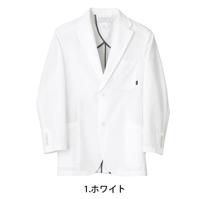 白衣 コート ドクターコート FOLK メンズジャケット 長袖ジャケット 男性用 医療 医師 薬剤師 制電 通気性 ストレッチ 1017PH 男性ハーフコート シングルコート スタイリッシュコート