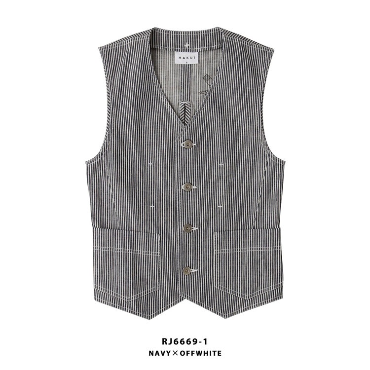 ベスト RJ6669 HAKUI セブンユニフォーム ヒッコリー ストライプ