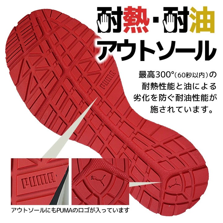 【即日発送】安全靴 プーマ PUMA ハイカット スニーカー マジック ミドルカット ライダー2.0 ミッド 63.354.0 耐熱 耐油 軽量 疲れにくい 衝撃吸収 先芯入り 3E マジックテープ 作業靴 PUMA JAPAN ATHLETICシリーズ