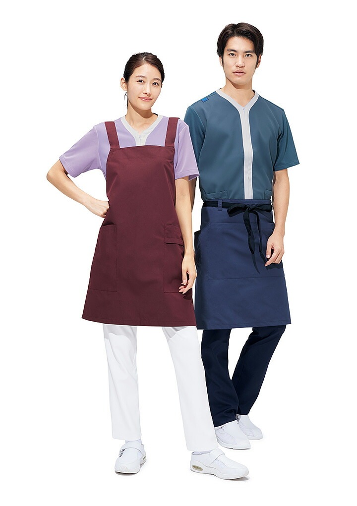 肩掛けエプロン フォーク 4048 男女兼用 介護施設 獣医 動物病院