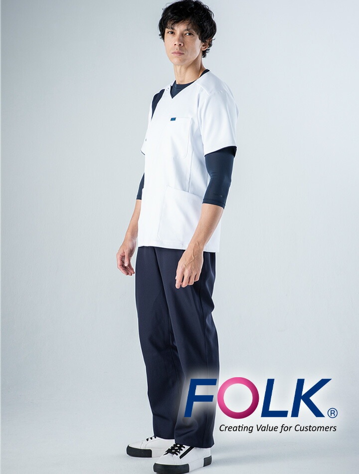フォーク ジップスクラブ メンズ 男性用 医療用 白衣 看護師 053SC 医師 クリニック FOLK【送料無料】