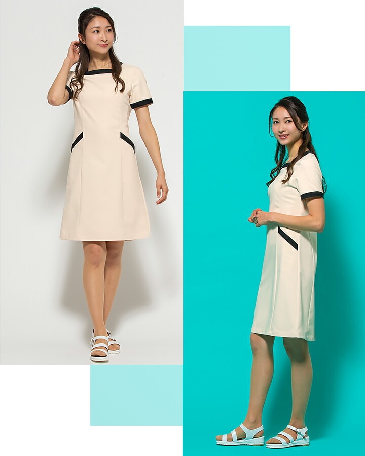 ワンピース 白衣 エステ ユニフォーム シロタコーポレーション ナース服 e-3133 半袖 透け防止 女性用 レディース 受付 エステ服 医療用
