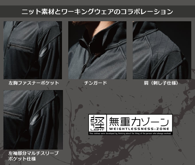 TSデザイン ワークシャツ 半袖シャツ 846355 ハーフジップ ジップ